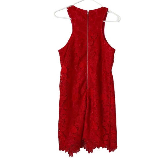 Lovers + Friends Caspian Red Sleeveless Mini Lace Shift Dress Medium - Picture 3 of 5